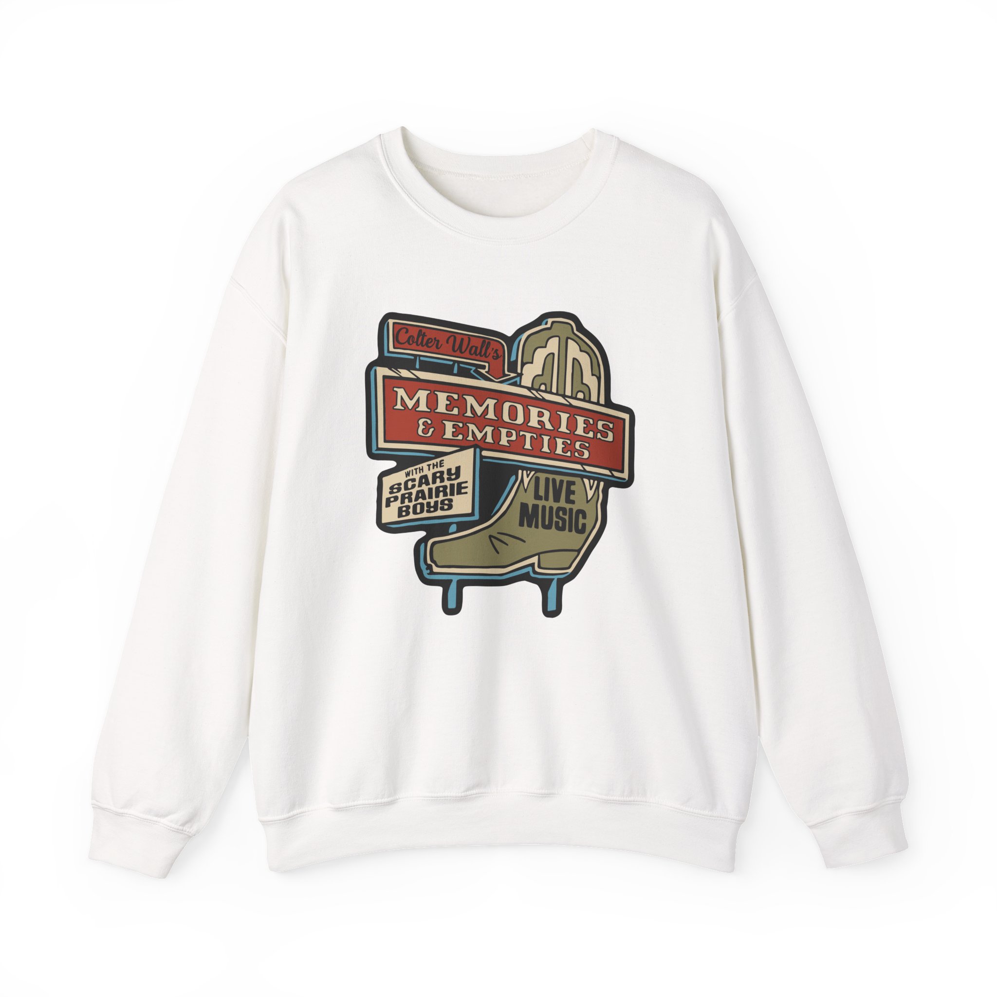 Colter Wall Memories And Empties Boot Sign Unisex Heavy Blend™ Crewneck Sweatshirt - Image 3