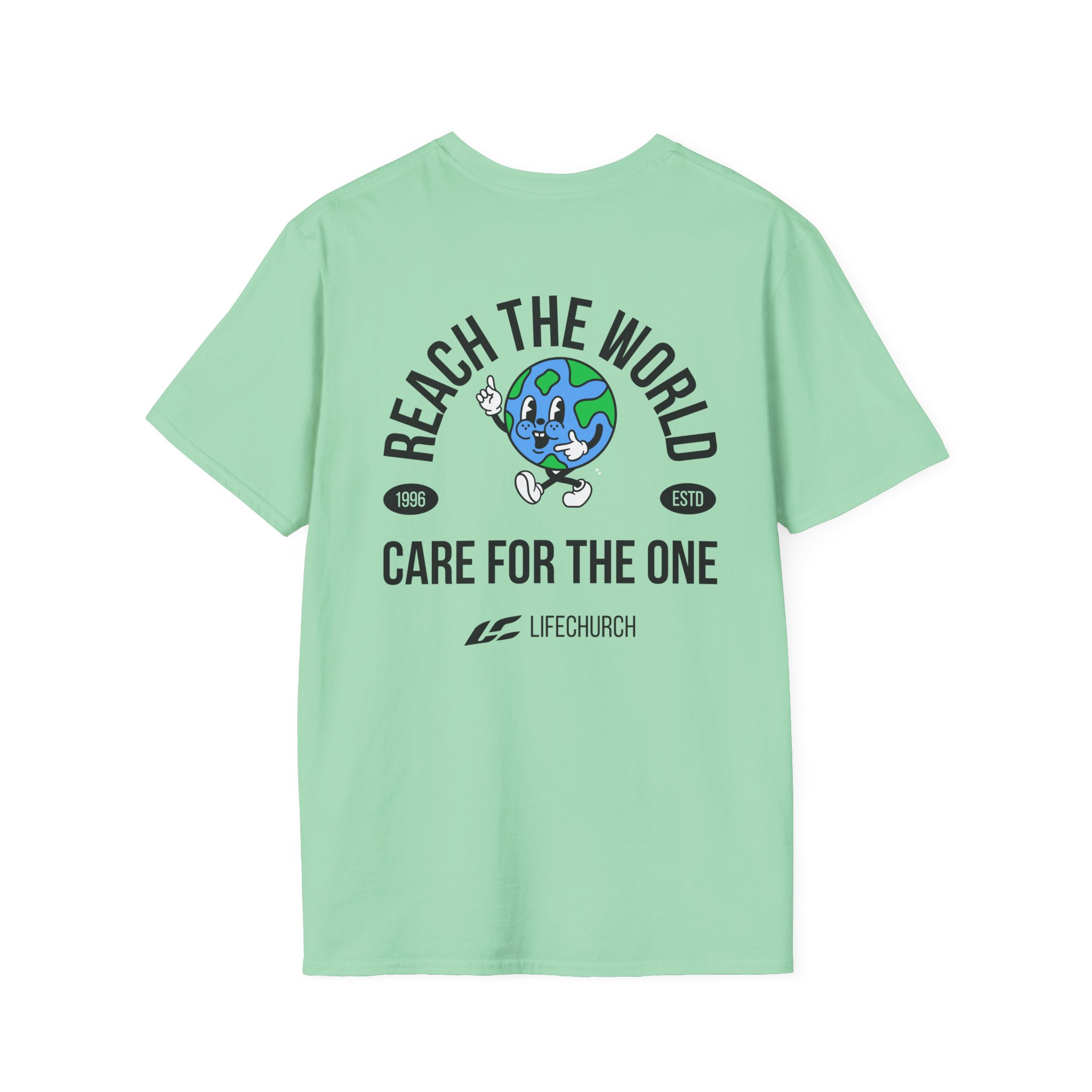 Life Church Reach the World Care for the One Unisex Softstyle T-Shirt - Image 12