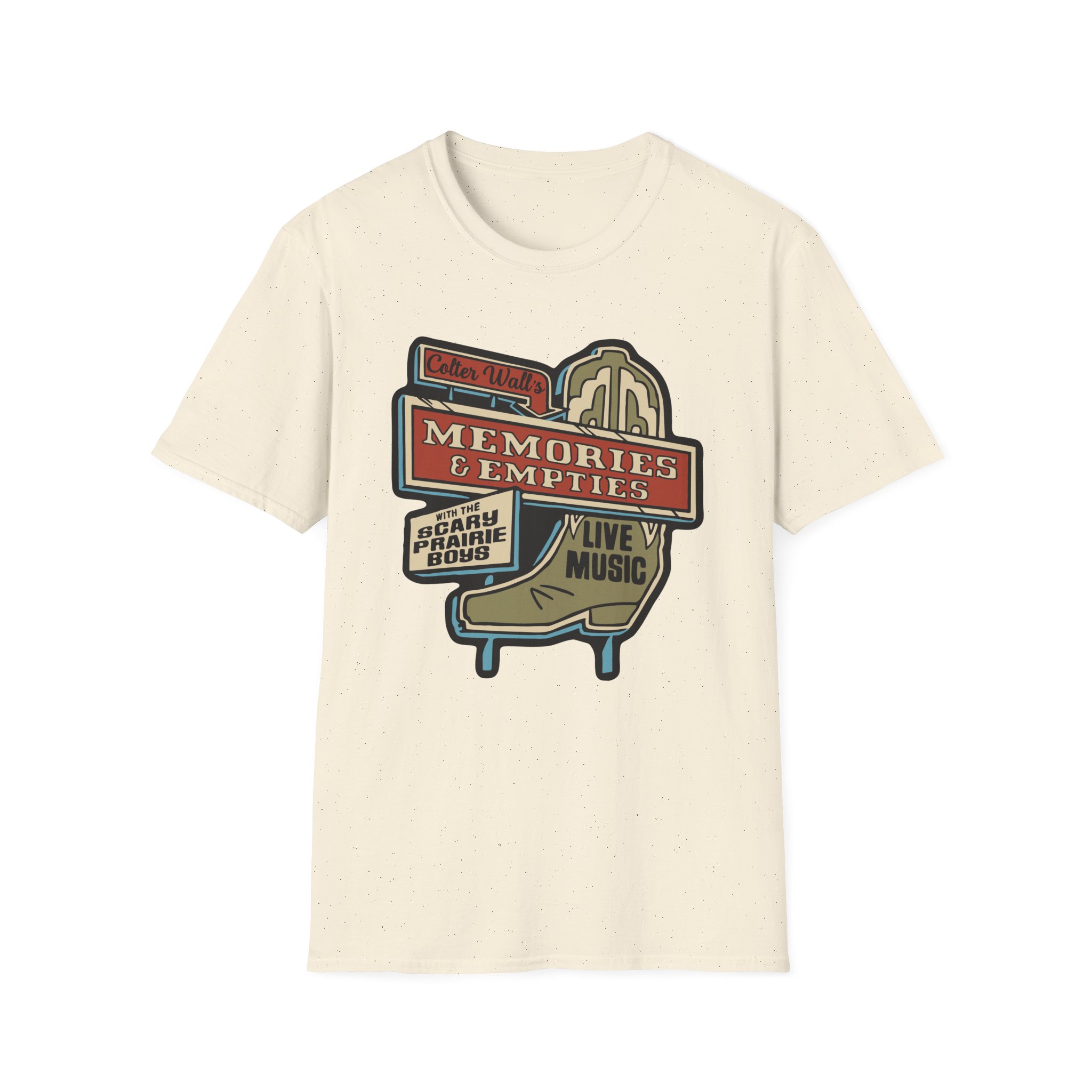 Colter Wall Memories And Empties Boot Sign Unisex Softstyle T-Shirt - Image 5