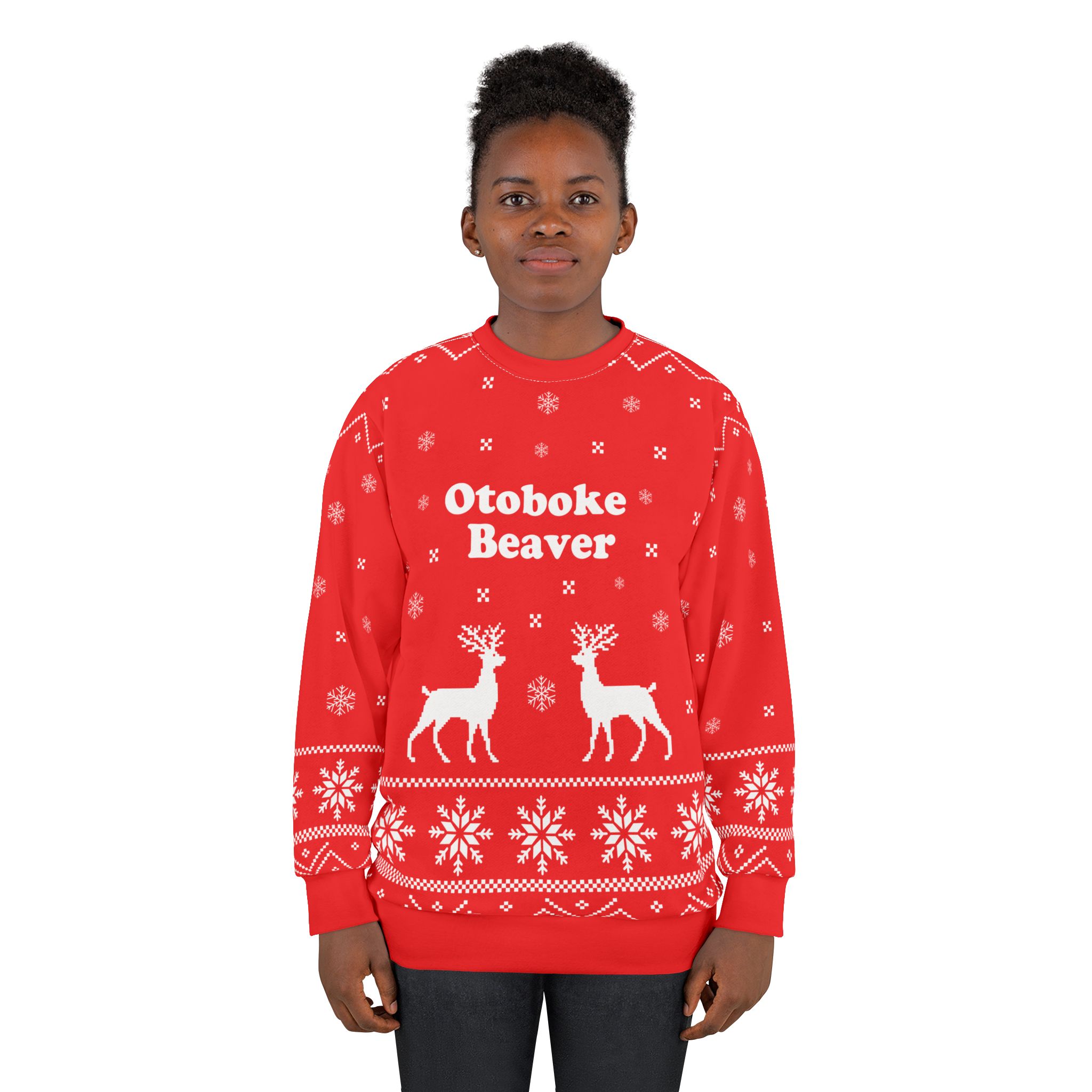 Otoboke Beaver Unisex Sweatshirt (AOP) - Image 4