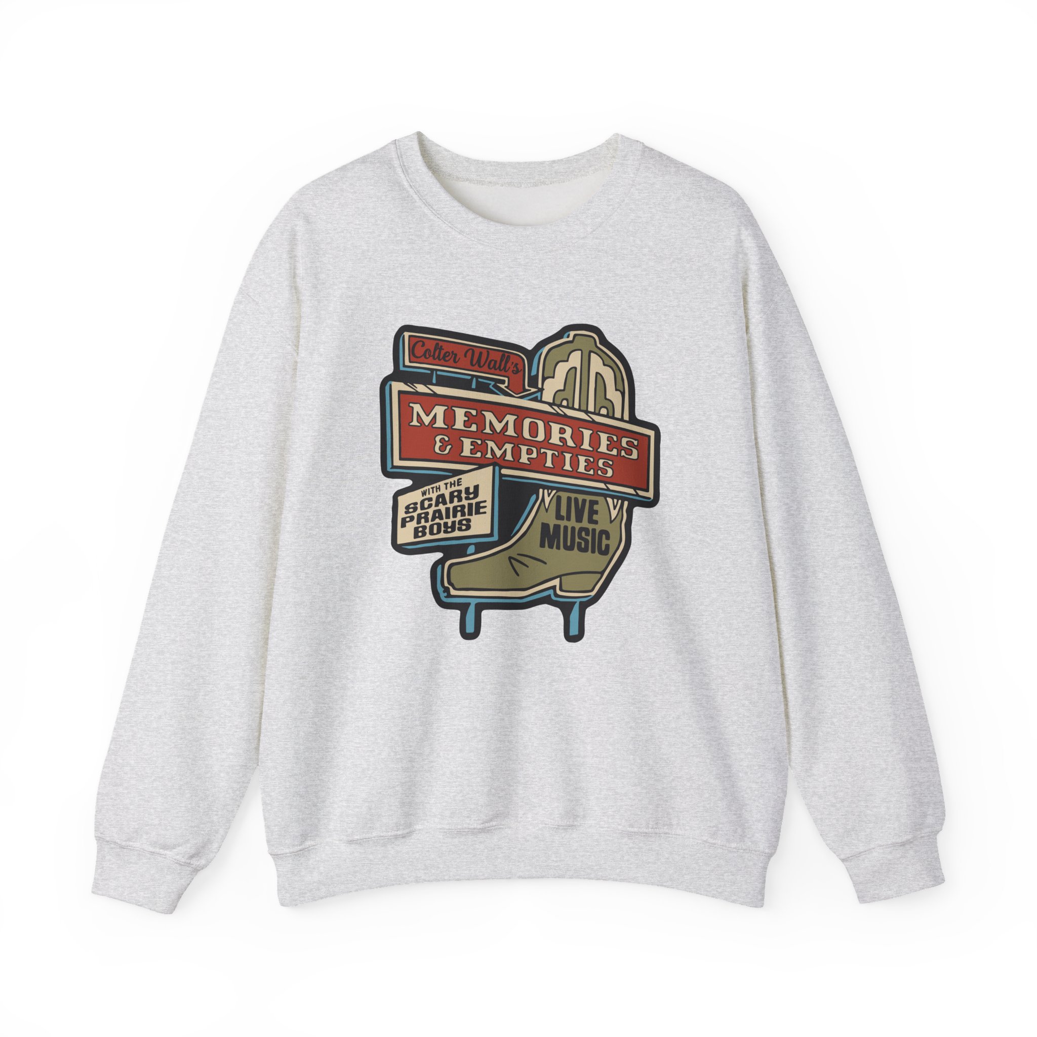 Colter Wall Memories And Empties Boot Sign Unisex Heavy Blend™ Crewneck Sweatshirt - Image 5