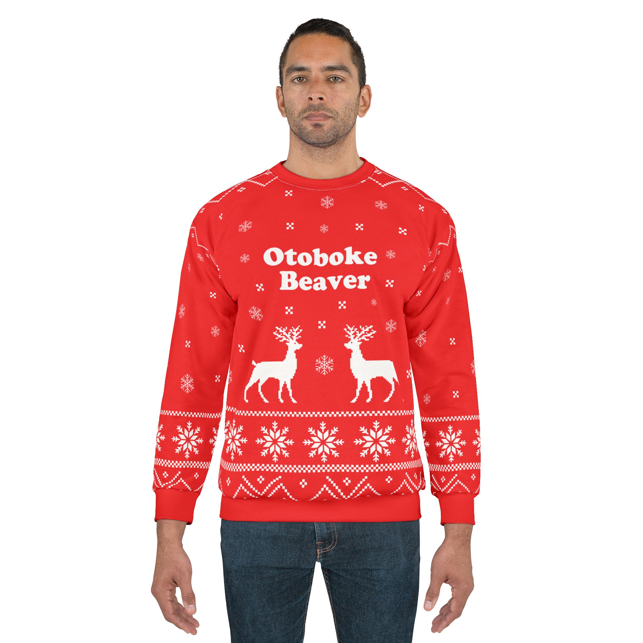 Otoboke Beaver Unisex Sweatshirt (AOP) - Image 3