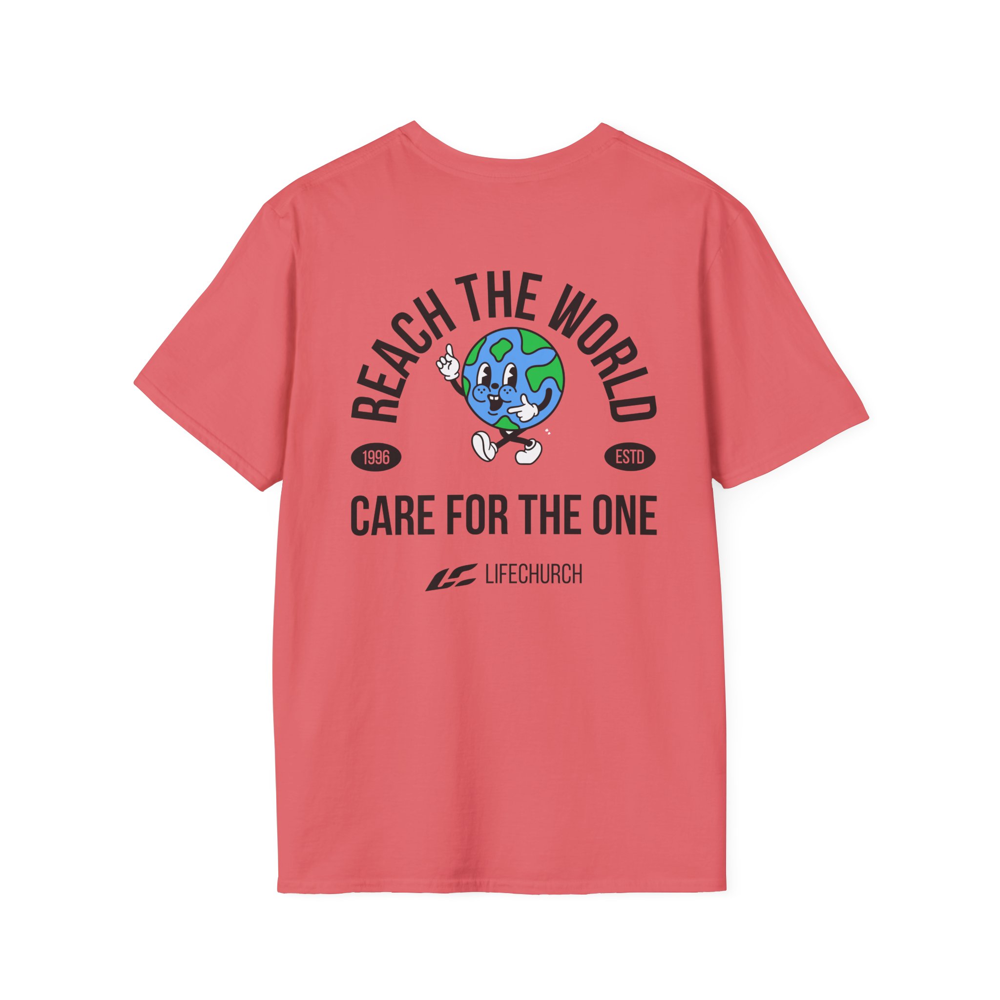 Life Church Reach the World Care for the One Unisex Softstyle T-Shirt - Image 4