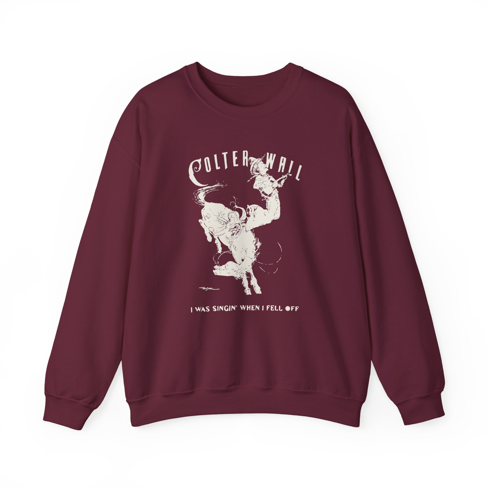 Colter Wall I Was Singin' When I Fell Off Unisex Heavy Blend™ Crewneck Sweatshirt - Image 3