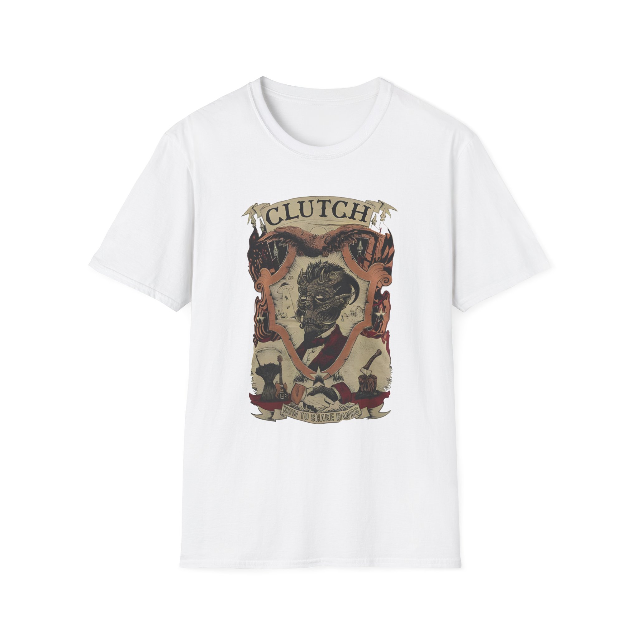 Clutchv How To Shake Hands Unisex Softstyle T-Shirt - Image 3