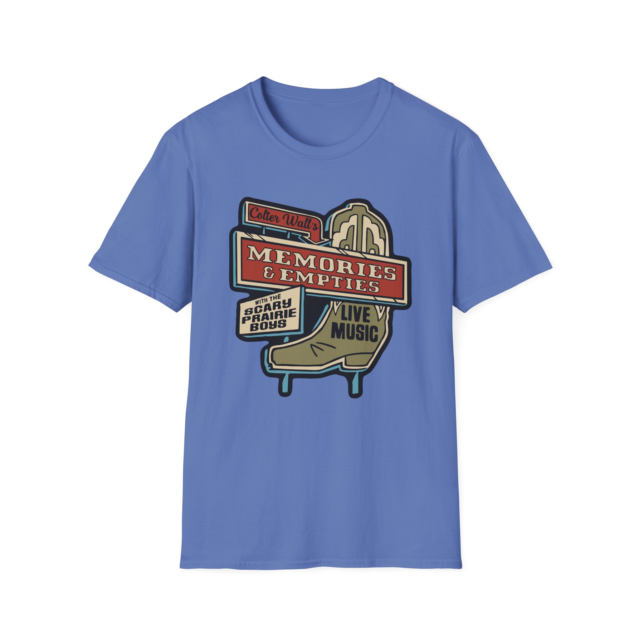 Colter Wall Memories And Empties Boot Sign Unisex Softstyle T-Shirt - Image 9