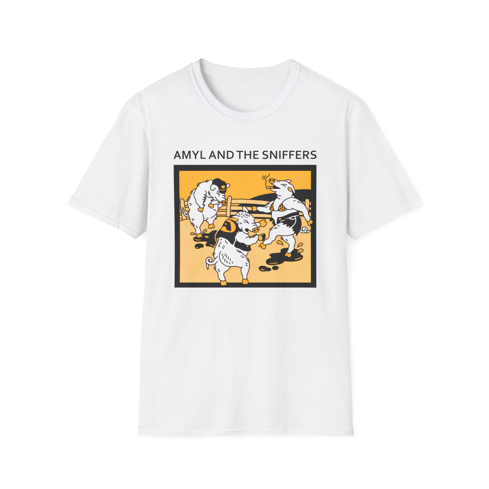 Amyl and the Sniffers Pigs Unisex Softstyle T-Shirt