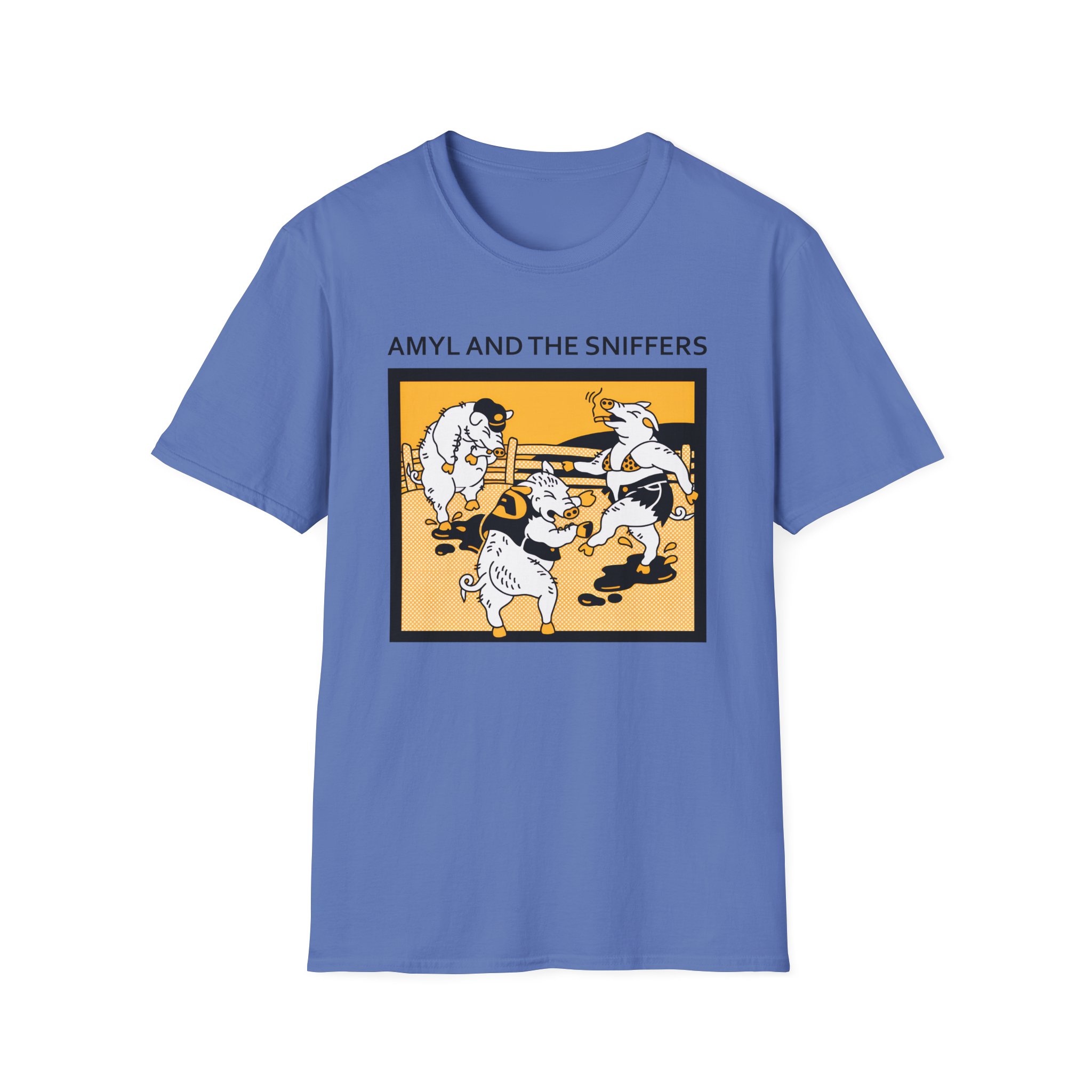 Amyl and the Sniffers Pigs Unisex Softstyle T-Shirt - Image 19