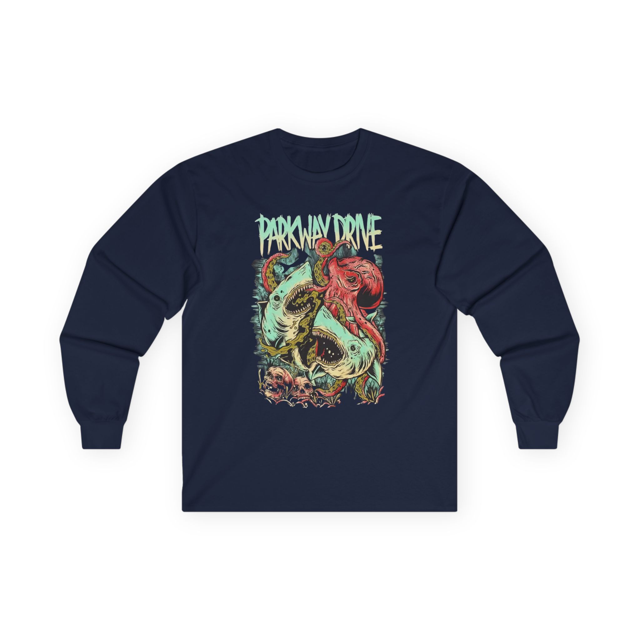 Parkway Drive Sharktopus Unisex Ultra Cotton Long Sleeve Tee - Image 7