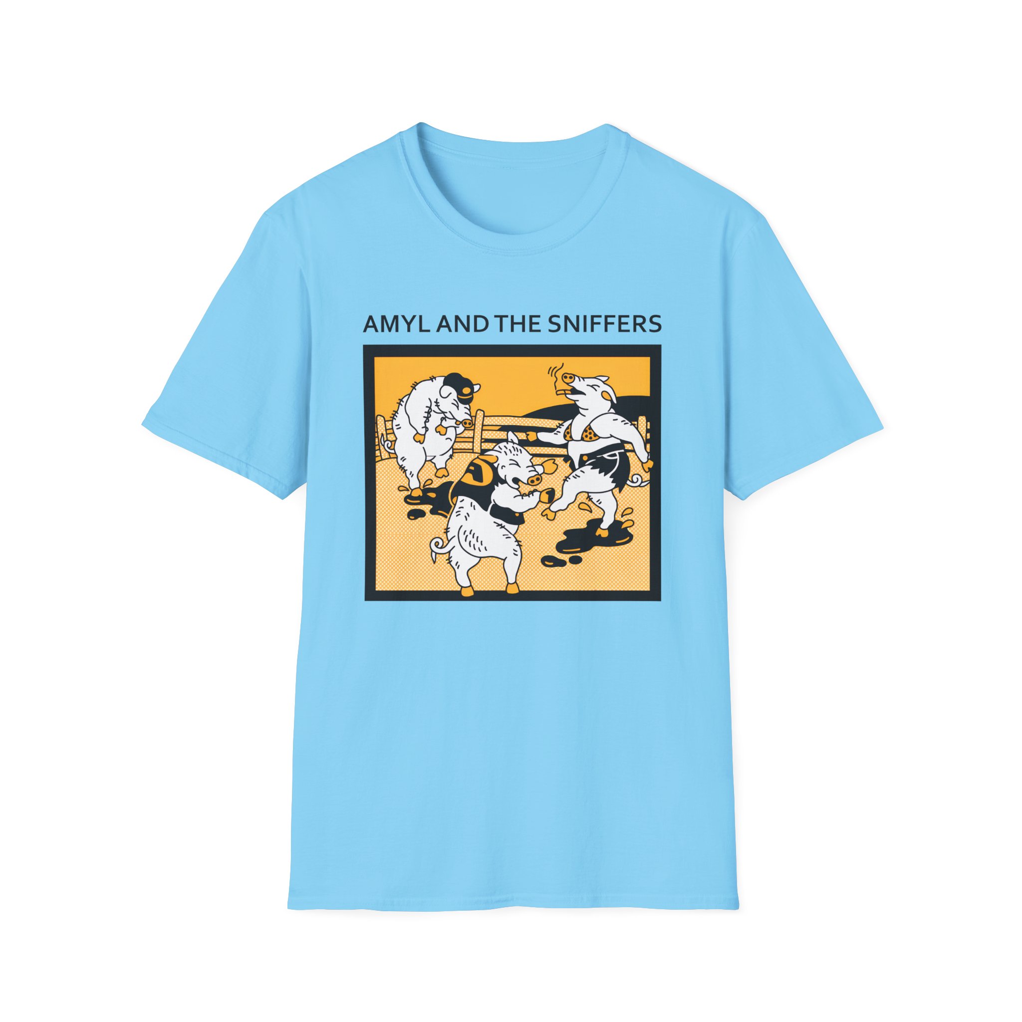 Amyl and the Sniffers Pigs Unisex Softstyle T-Shirt - Image 15