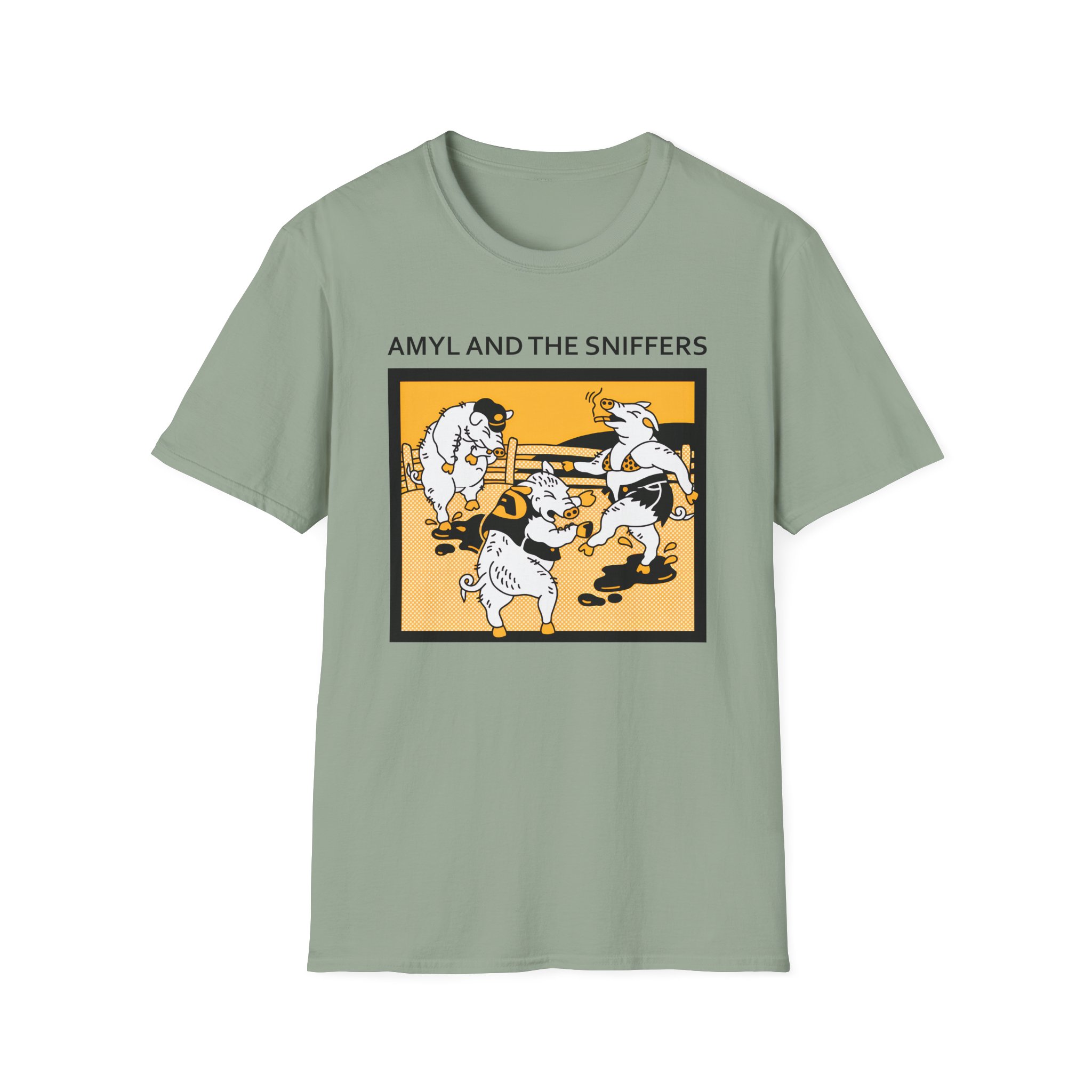 Amyl and the Sniffers Pigs Unisex Softstyle T-Shirt - Image 11