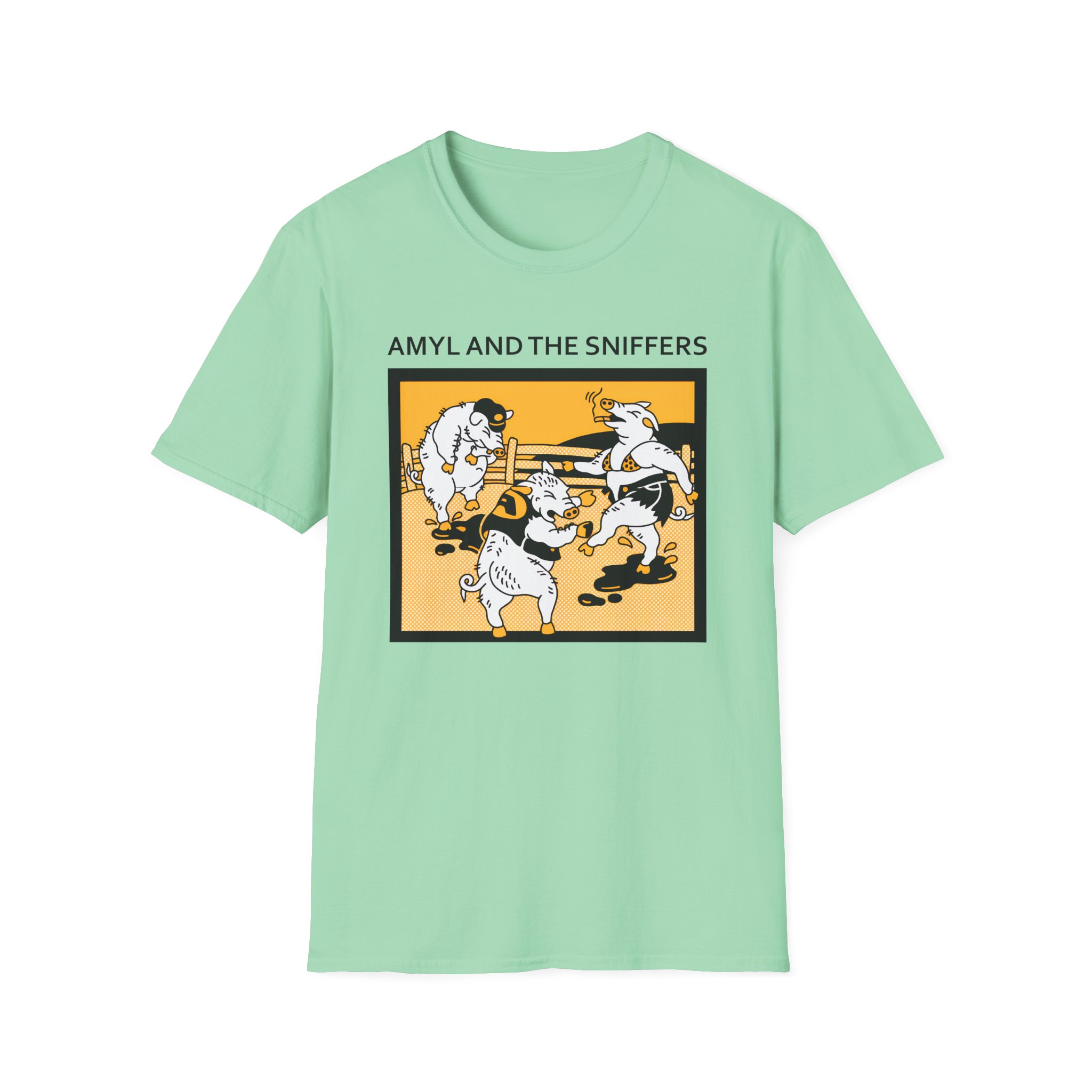 Amyl and the Sniffers Pigs Unisex Softstyle T-Shirt - Image 13