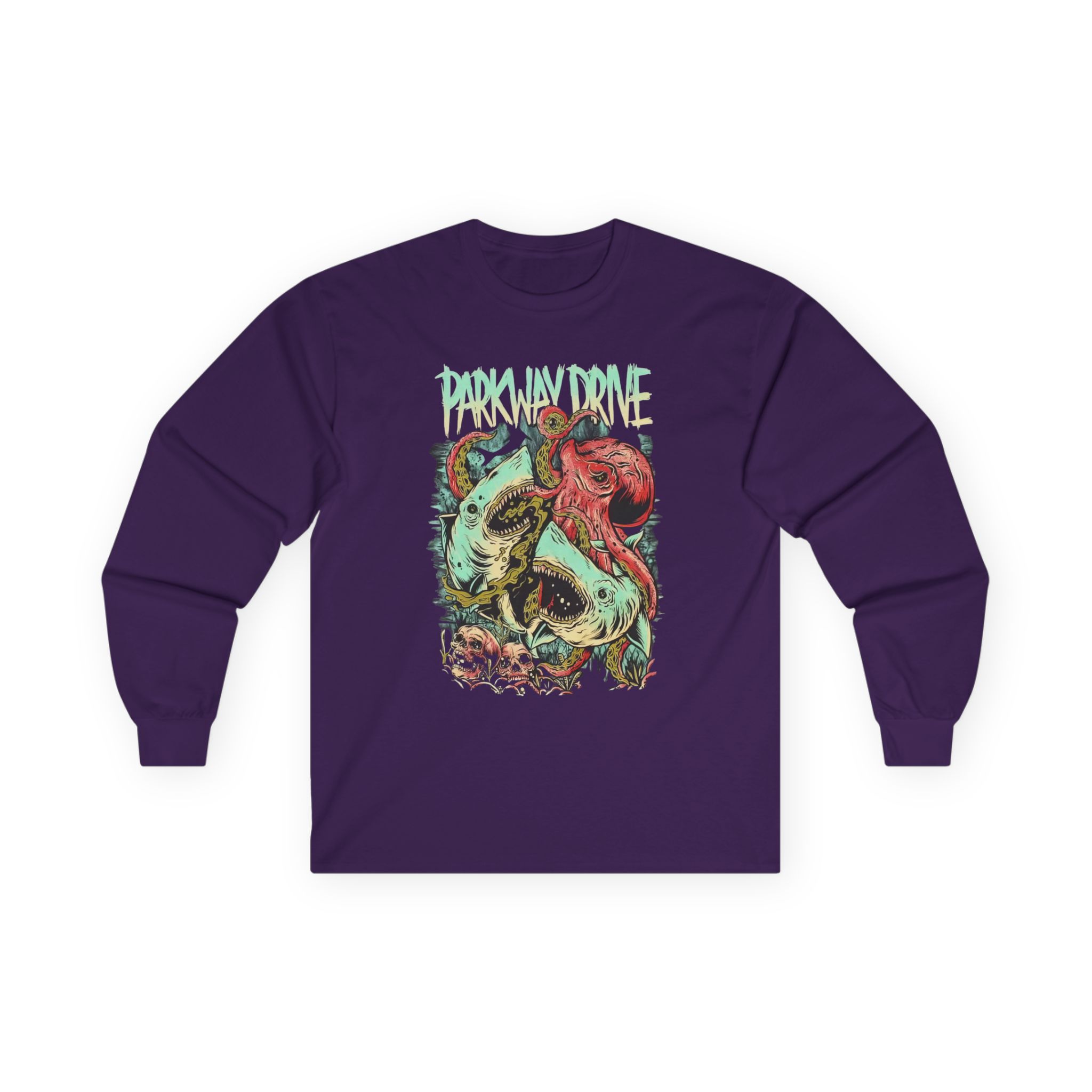 Parkway Drive Sharktopus Unisex Ultra Cotton Long Sleeve Tee - Image 9