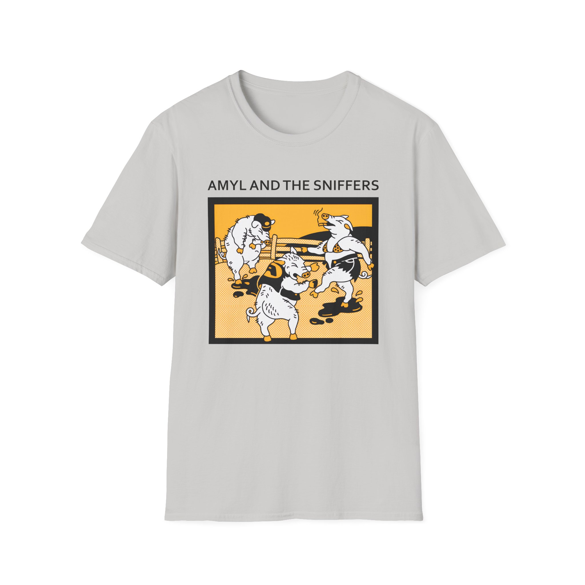 Amyl and the Sniffers Pigs Unisex Softstyle T-Shirt - Image 5