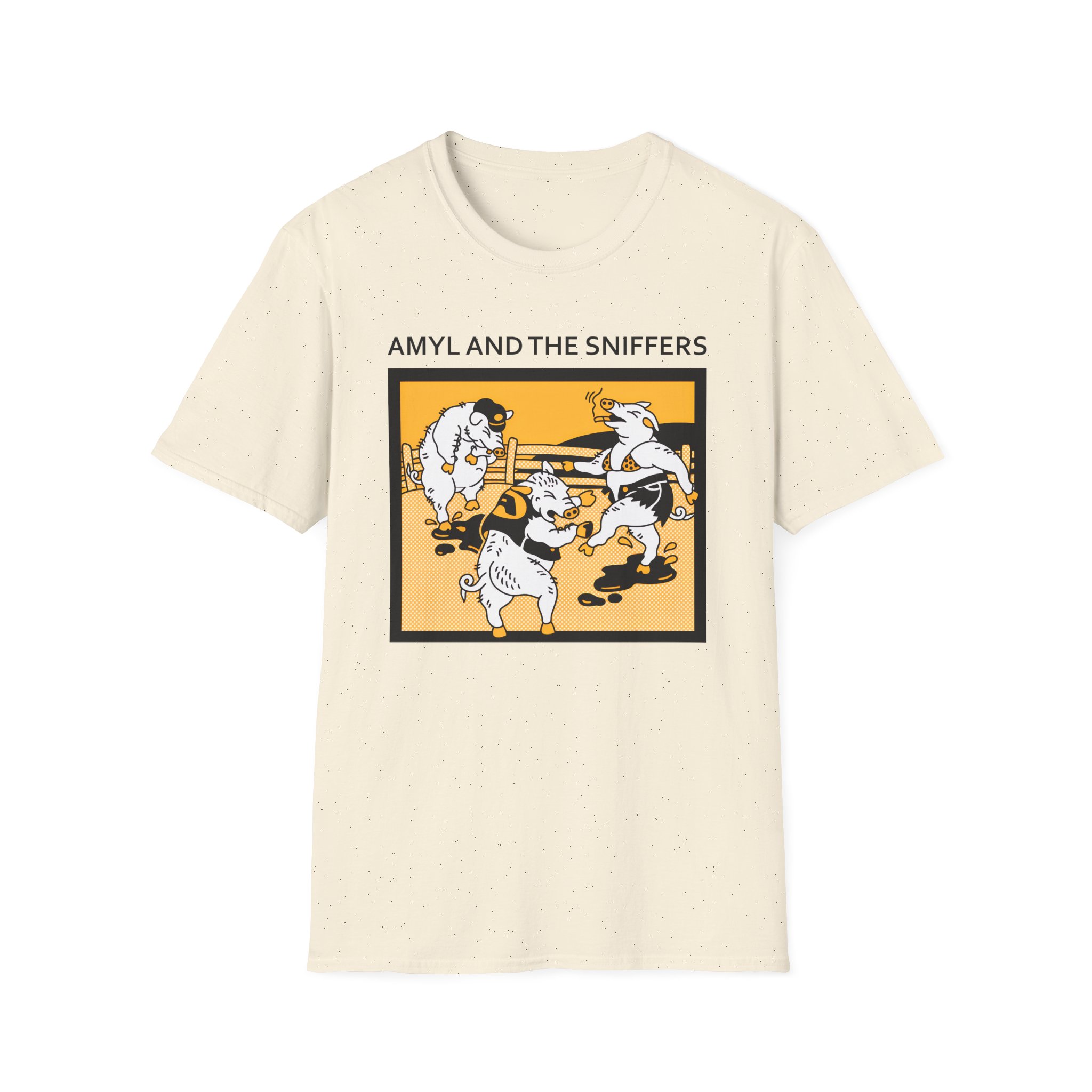 Amyl and the Sniffers Pigs Unisex Softstyle T-Shirt - Image 9