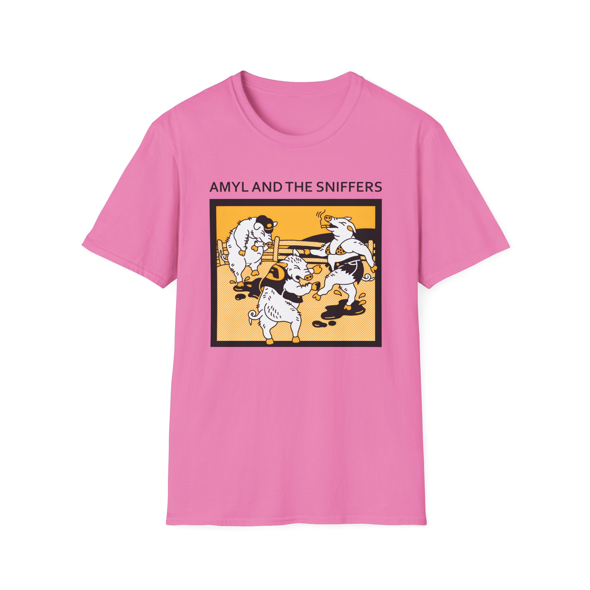 Amyl and the Sniffers Pigs Unisex Softstyle T-Shirt - Image 23